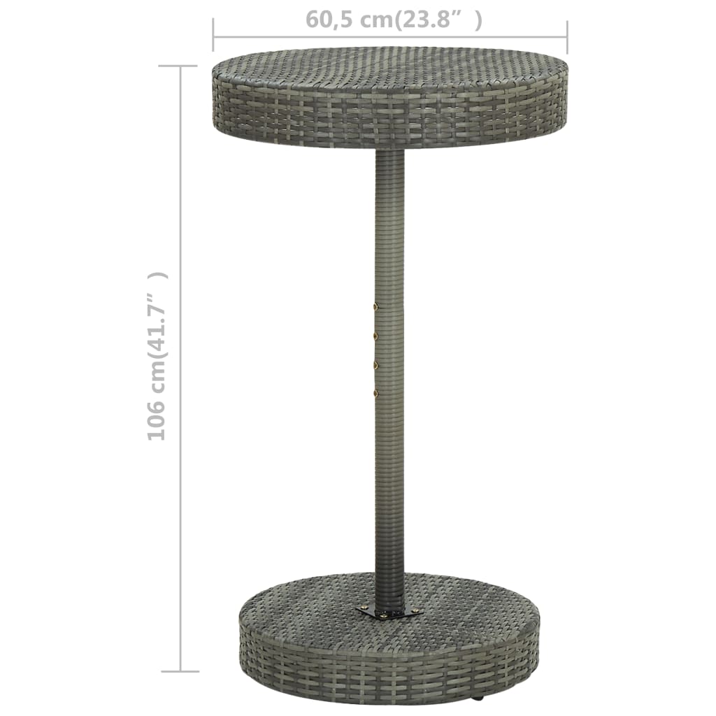 Tuintafel 60,5X106 Cm Poly Rattan Grijs