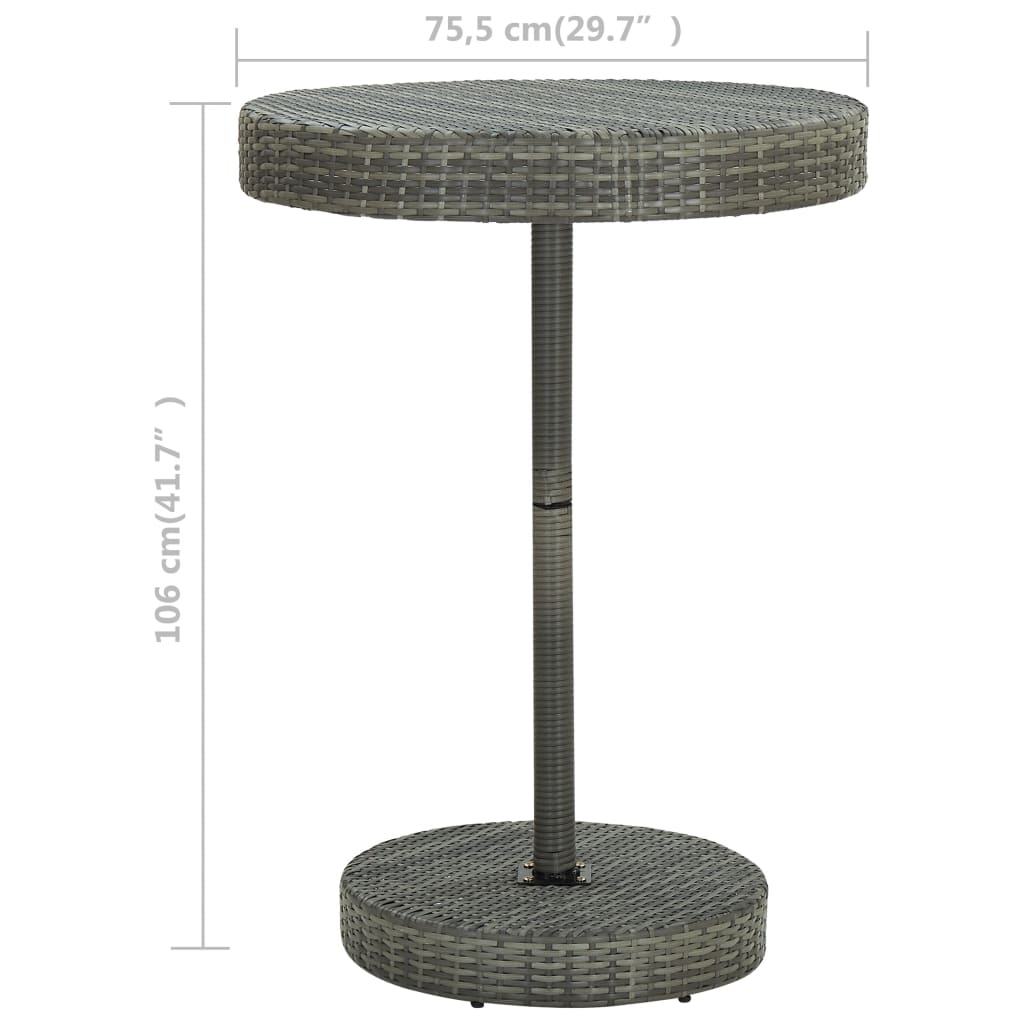 Tuintafel 75,5X106 Cm Poly Rattan Grijs