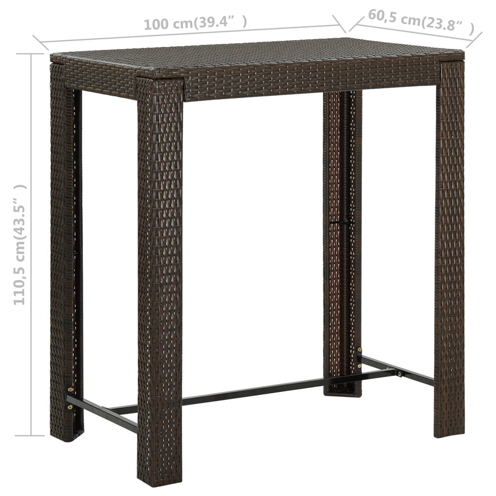 Tuinbartafel 100X60,5X110,5 Cm Poly Rattan Bruin