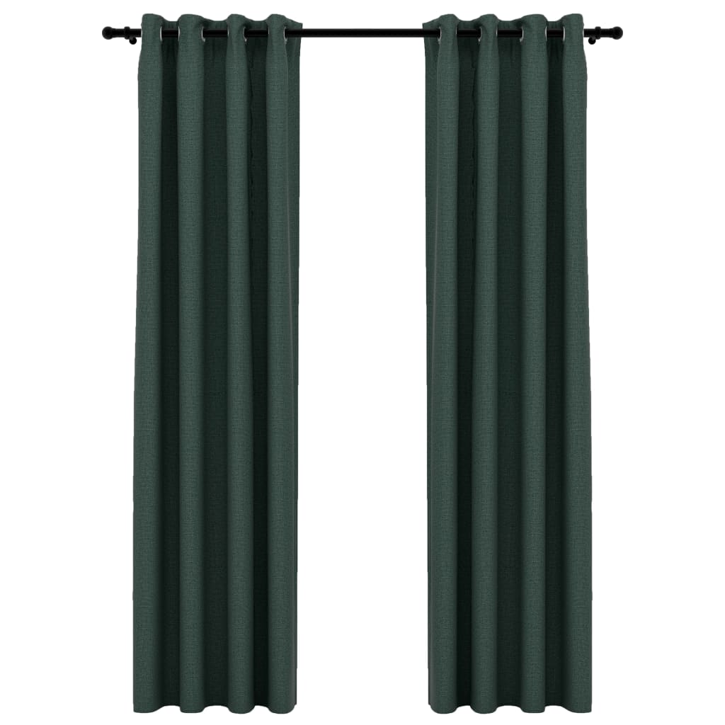 Gordijnen Linnen-Look Verduisterend Ogen 2 St 140X245 Cm Groen