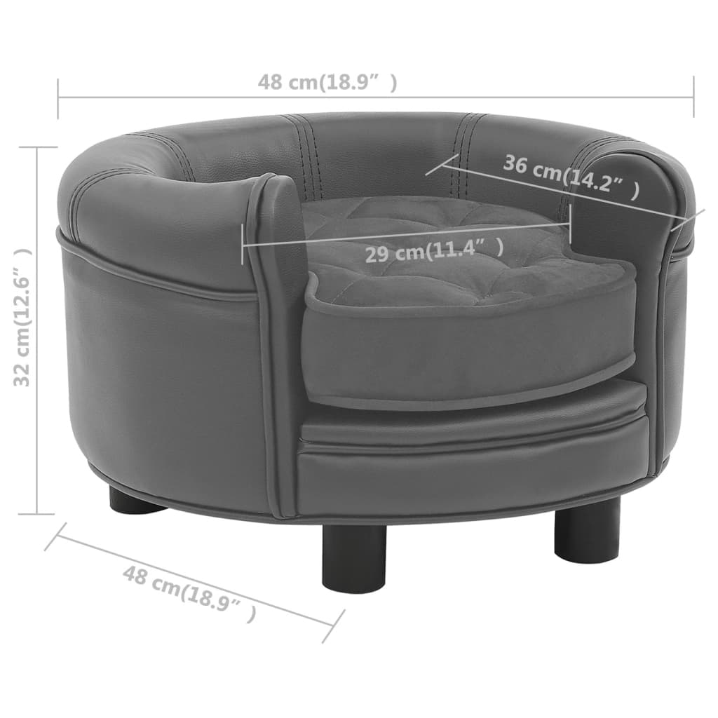 Hondenbank 48X48X32 Cm Pluche En Kunstleer Grijs