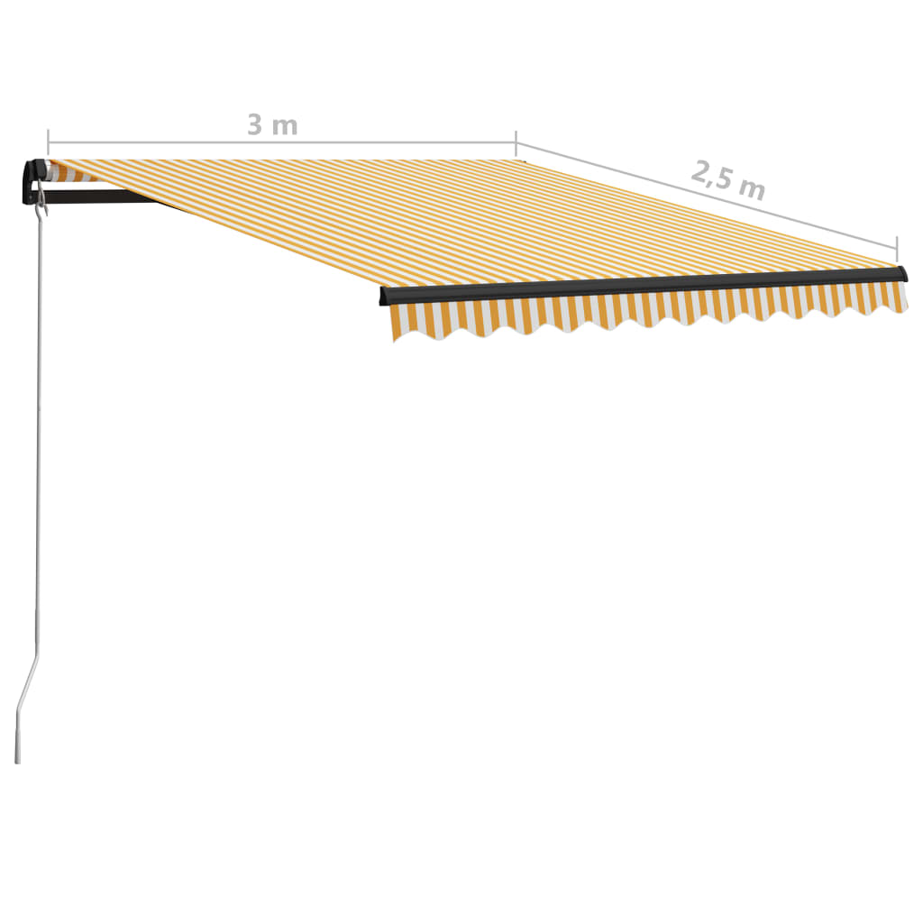 Luifel Handmatig Uittrekbaar Met Led 300X250 Cm Geel En Wit