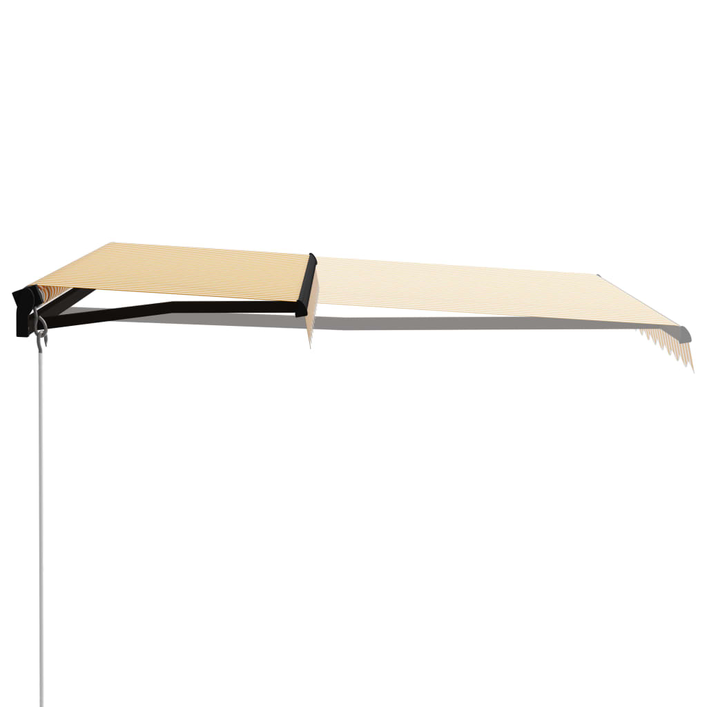 Luifel Handmatig Uittrekbaar Met Led 300X250 Cm Geel En Wit