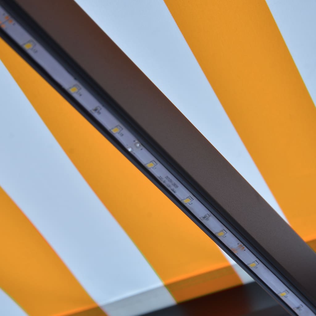 Luifel Handmatig Uittrekbaar Met Led 300X250 Cm Geel En Wit