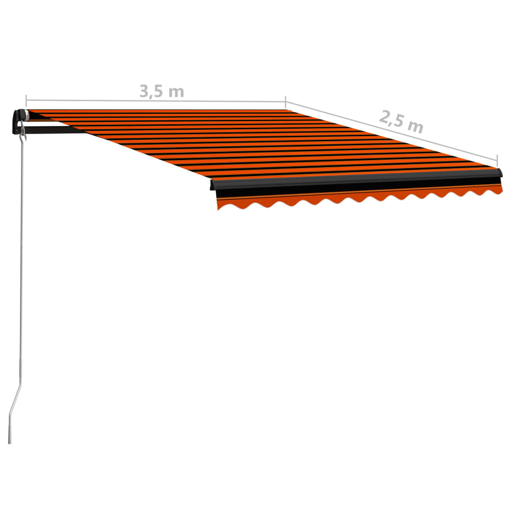 Luifel Handmatig Uittrekbaar Met Led 350X250 Cm Oranje En Bruin