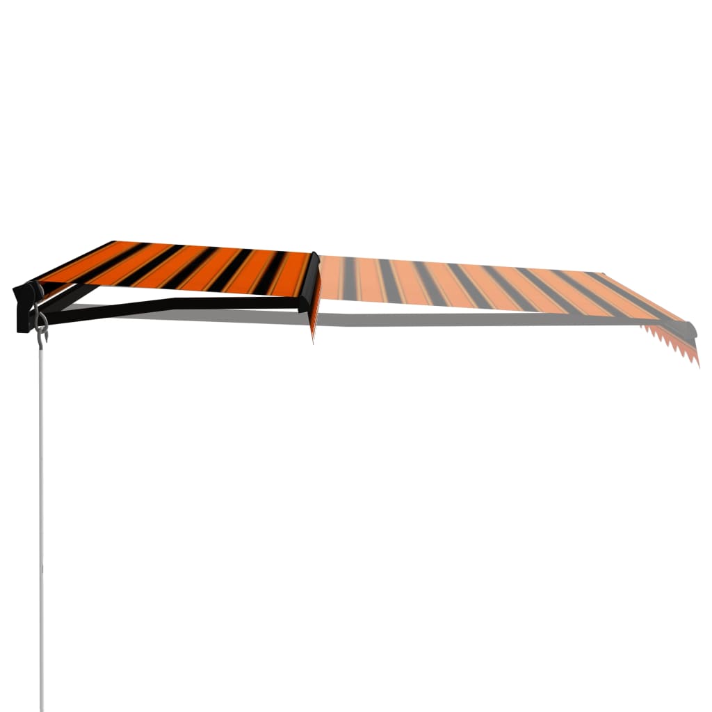 Luifel Handmatig Uittrekbaar Met Led 350X250 Cm Oranje En Bruin