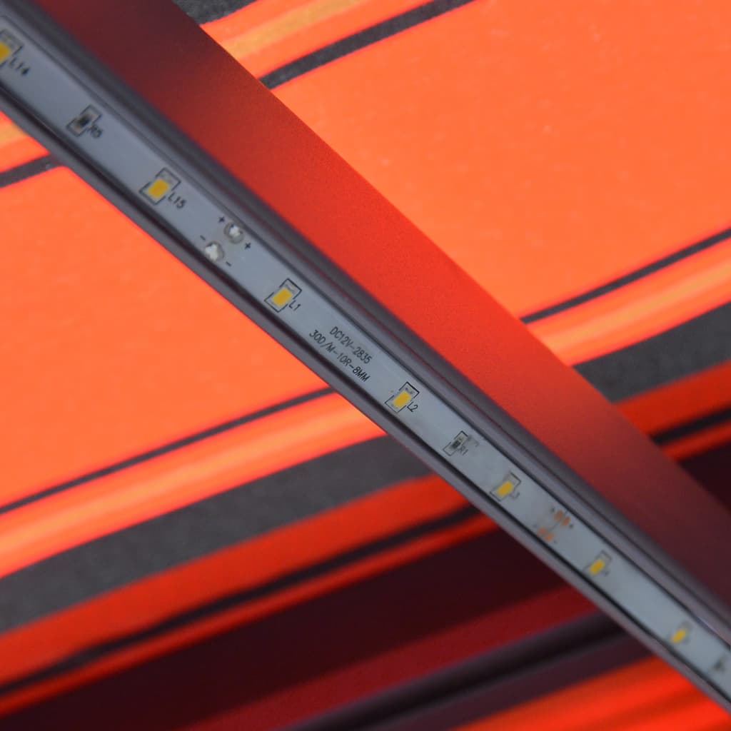 Luifel Handmatig Uittrekbaar Met Led 350X250 Cm Oranje En Bruin