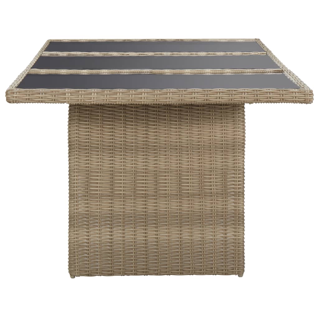 Tuintafel 200X100X74 Cm Glas En Poly Rattan Bruin