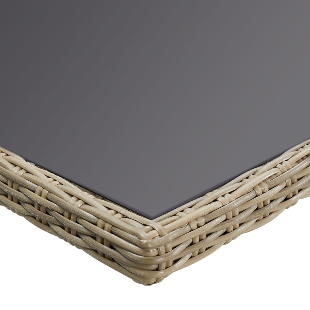 Tuintafel 200X100X74 Cm Glas En Poly Rattan Bruin