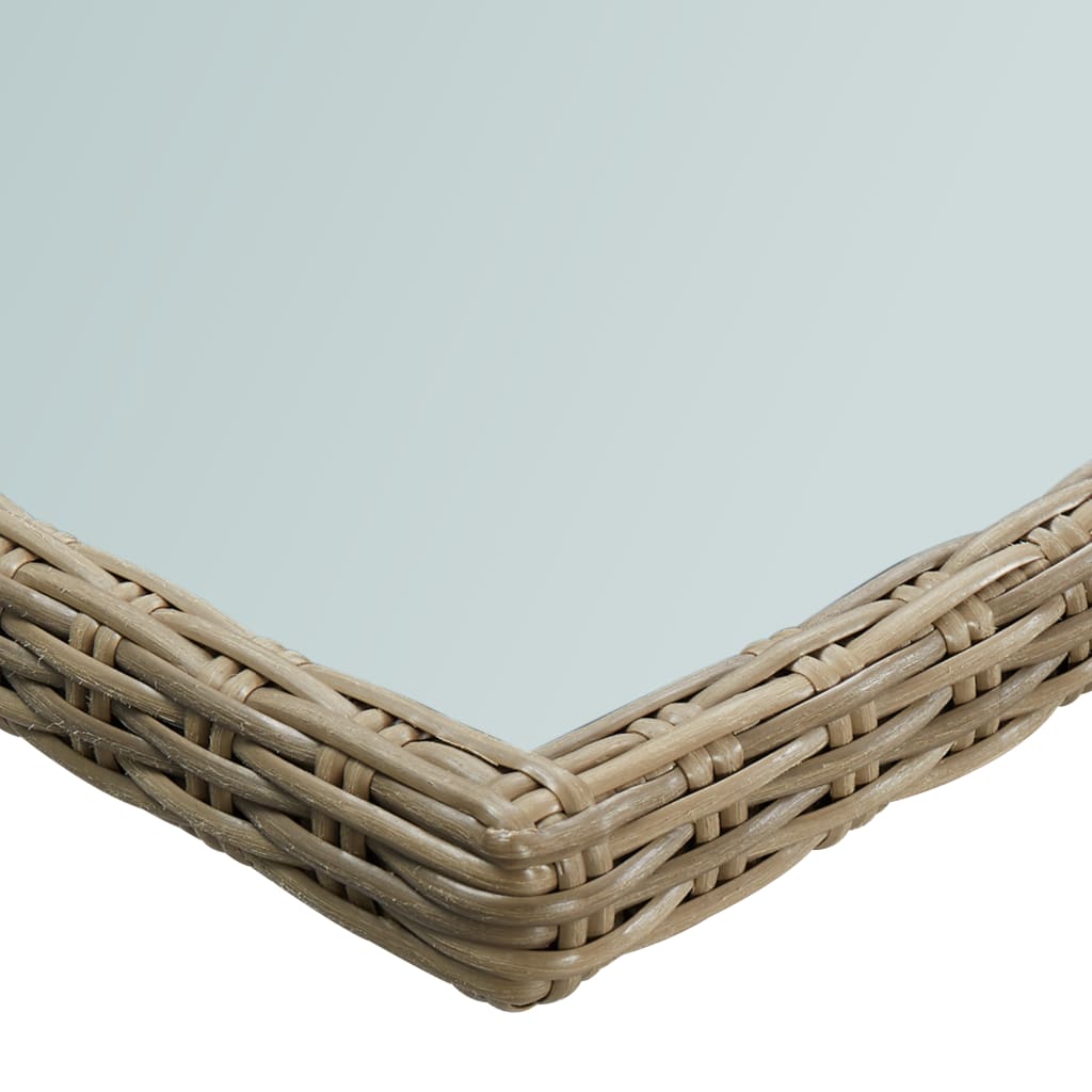 Tuintafel 200X100X74 Cm Glas En Poly Rattan Bruin