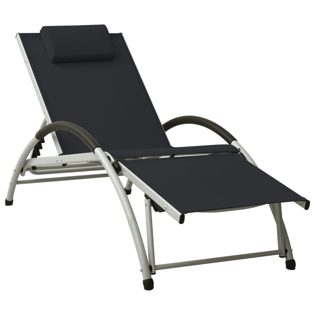 Ligbed Met Kussen Textileen Zwart