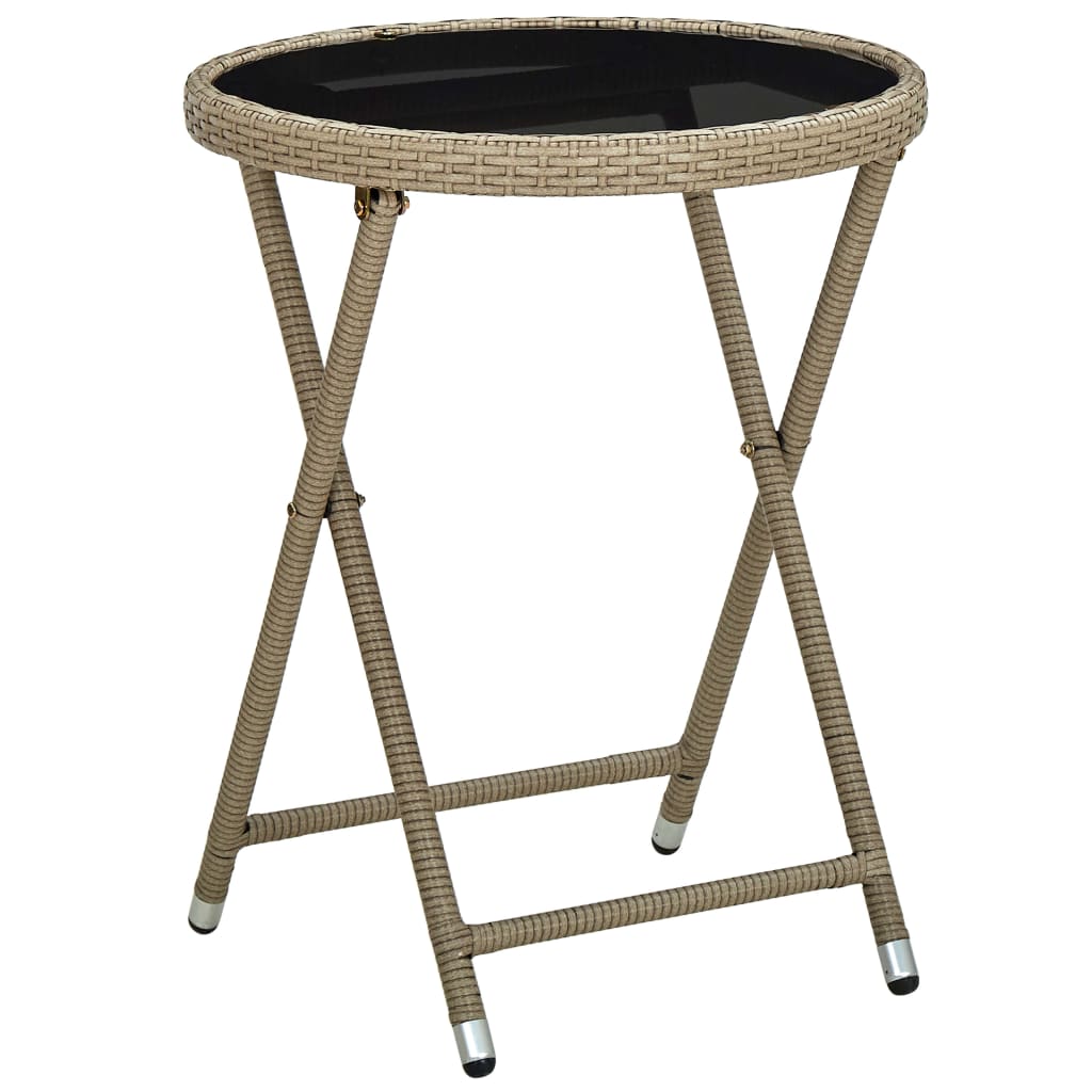 Salontafel 60 Cm Poly Rattan En Gehard Glas Beige