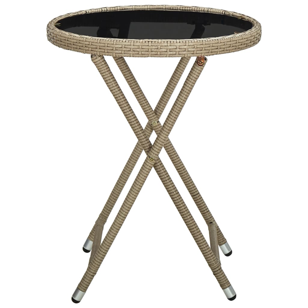 Salontafel 60 Cm Poly Rattan En Gehard Glas Beige