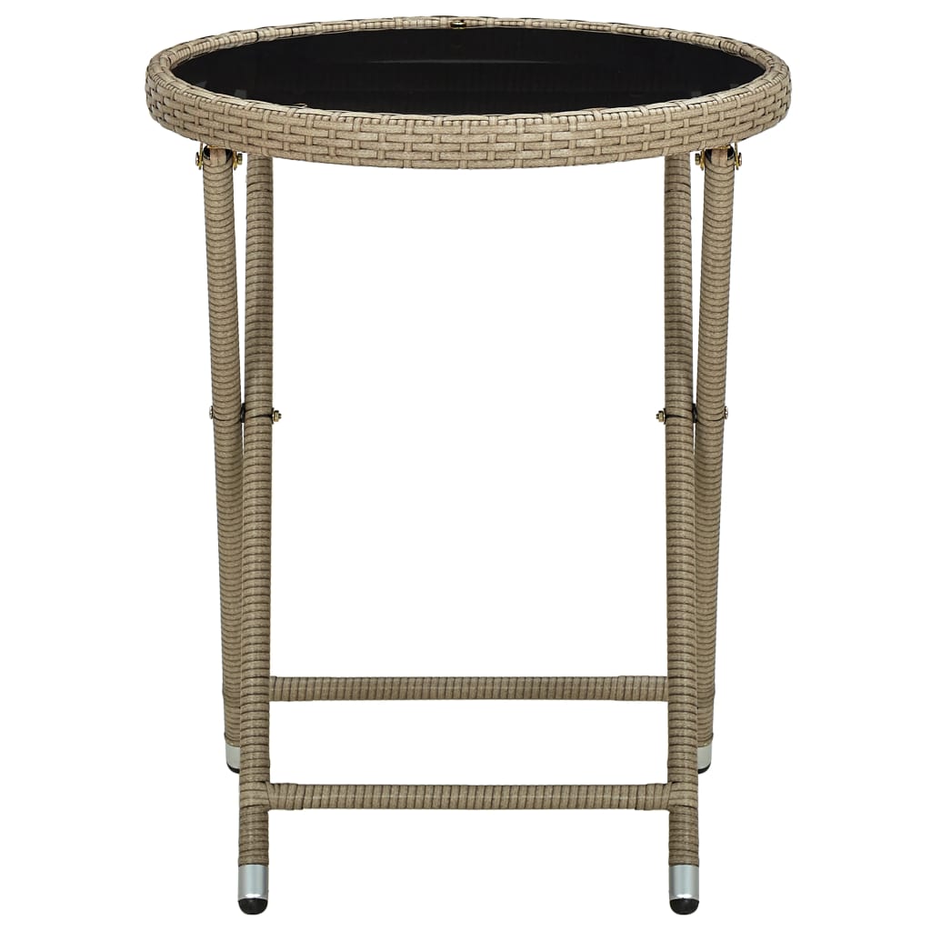 Salontafel 60 Cm Poly Rattan En Gehard Glas Beige