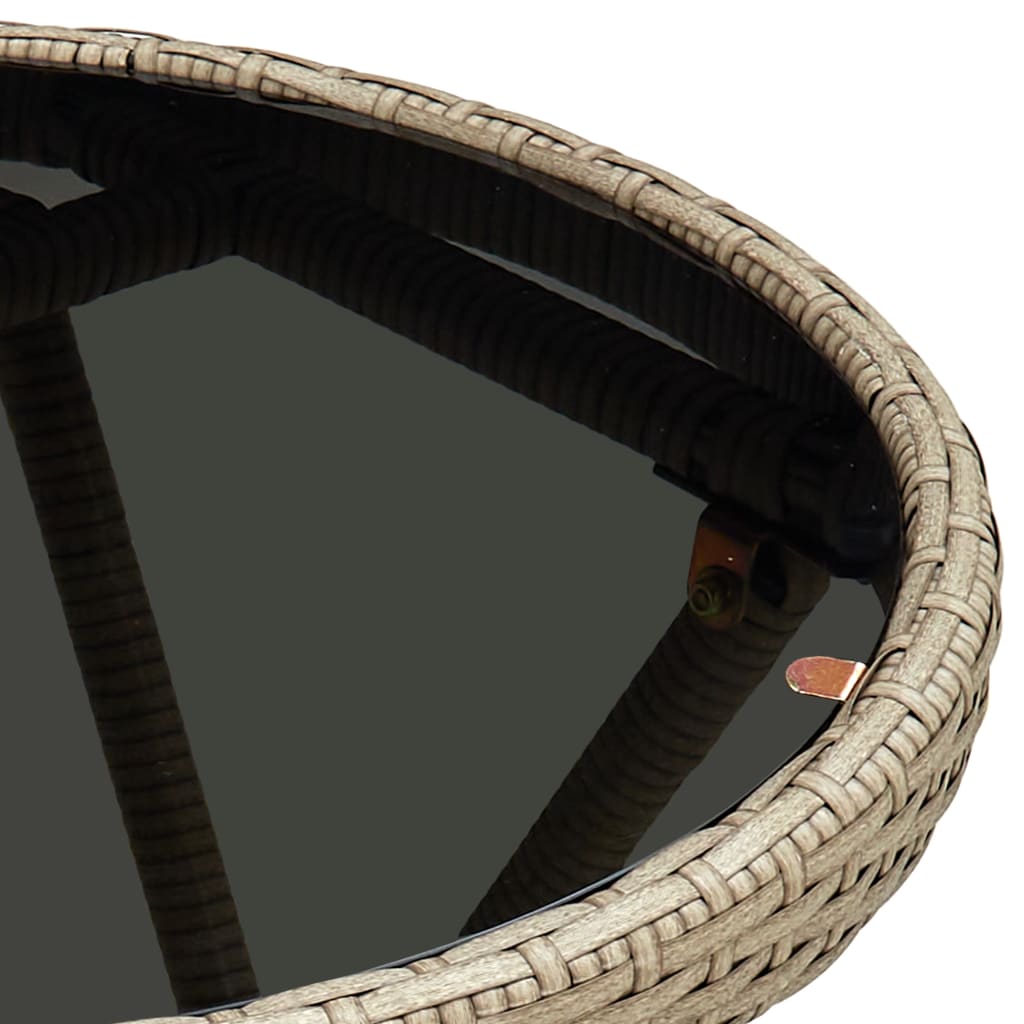 Salontafel 60 Cm Poly Rattan En Gehard Glas Beige