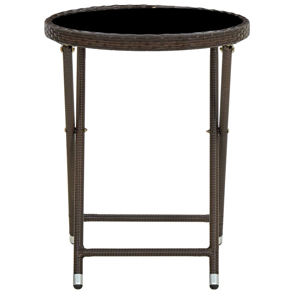 Salontafel 60 Cm Poly Rattan En Gehard Glas Bruin