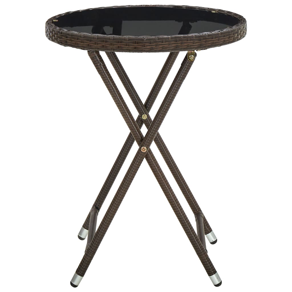 Salontafel 60 Cm Poly Rattan En Gehard Glas Bruin