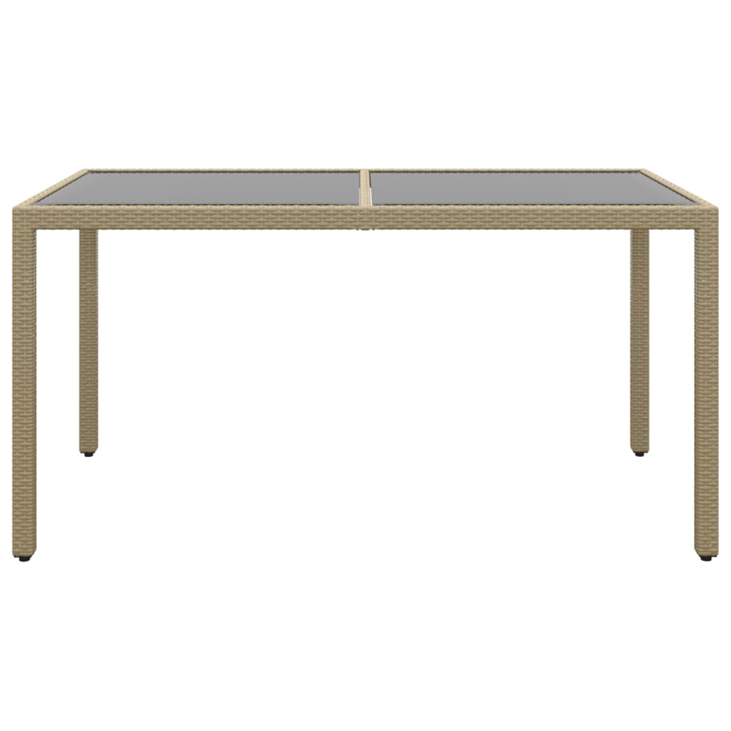 Tuintafel 150X90X75 Cm Gehard Glas En Poly Rattan Beige