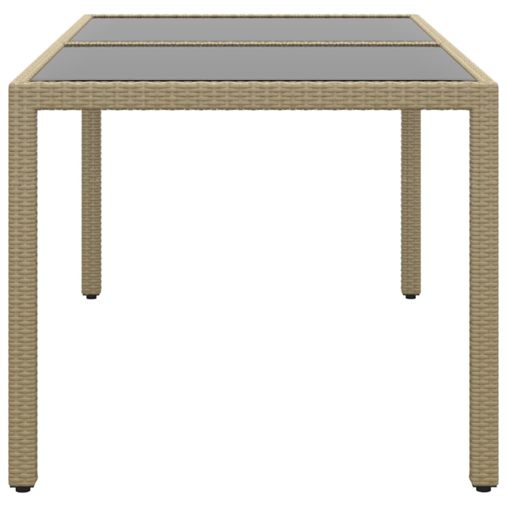 Tuintafel 150X90X75 Cm Gehard Glas En Poly Rattan Beige
