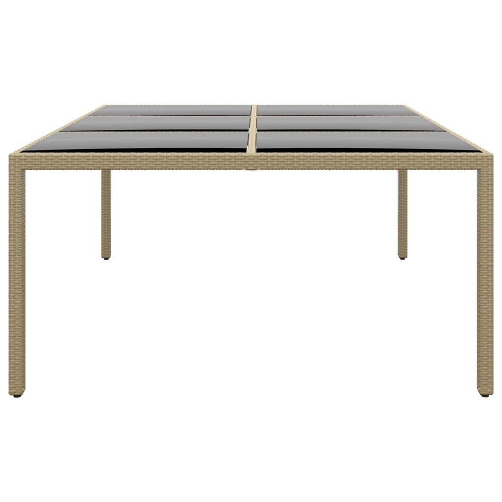 Tuintafel 200X150X75 Cm Gehard Glas En Poly Rattan Beige