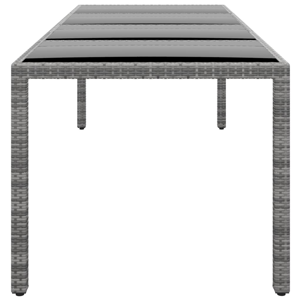 Tuintafel 250X100X75 Cm Gehard Glas En Poly Rattan Grijs