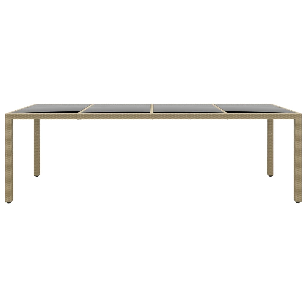 Tuintafel Met Glazen Blad Poly Rattan Beige