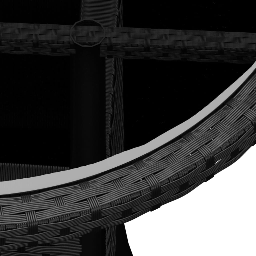 Tuintafel Ø60X75 Cm Gehard Glas En Poly Rattan Zwart