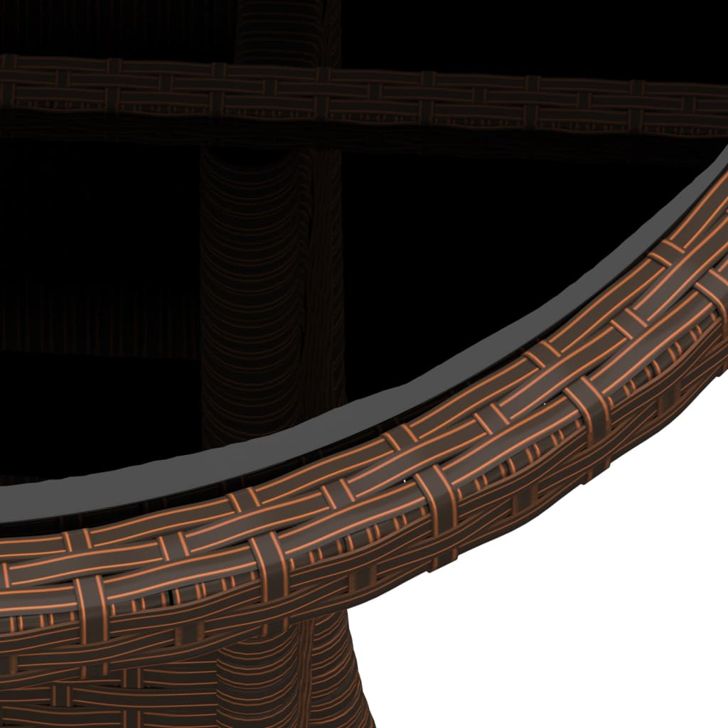 Tuintafel Ø60X75 Cm Gehard Glas En Poly Rattan Bruin