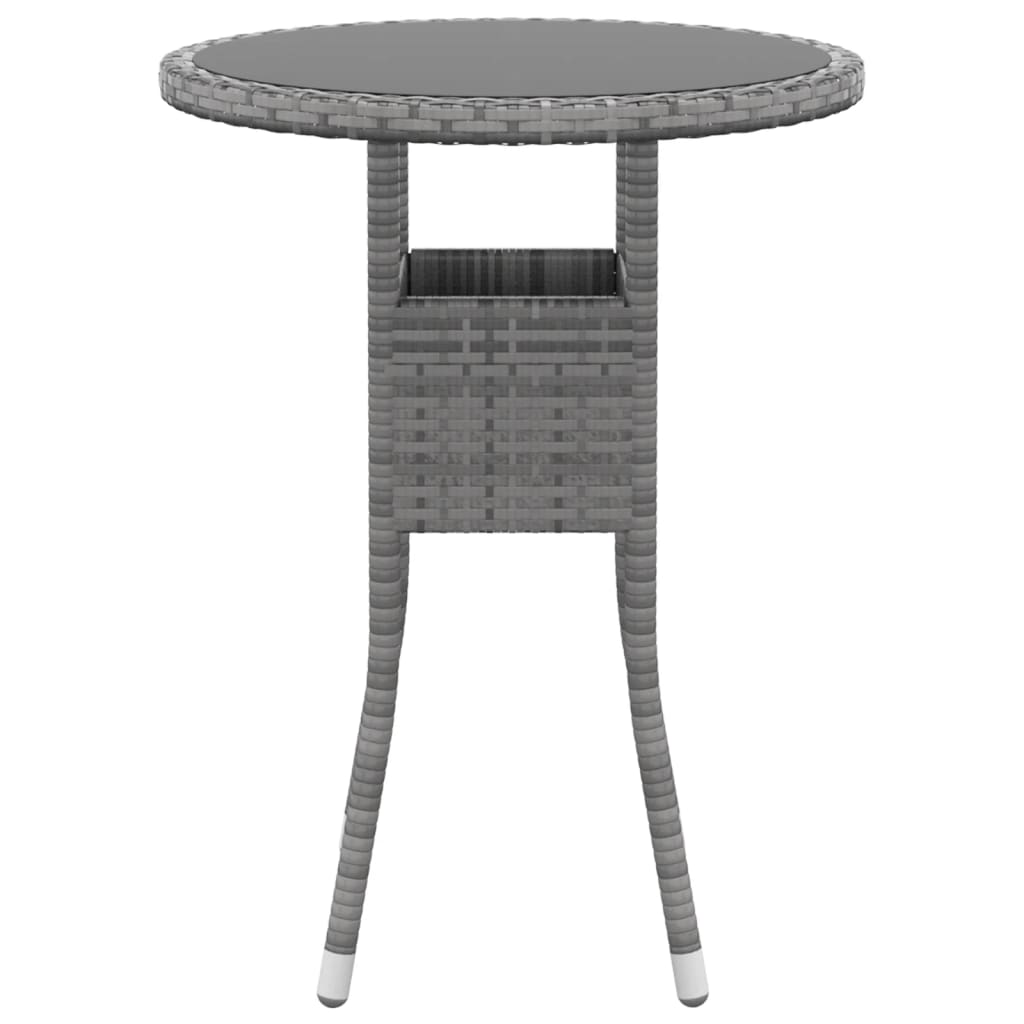Tuintafel Ø60X75 Cm Gehard Glas En Poly Rattan Grijs
