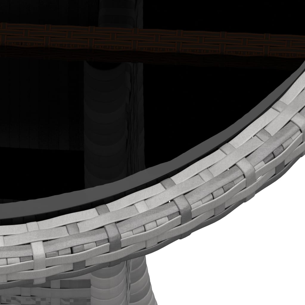 Tuintafel Ø60X75 Cm Gehard Glas En Poly Rattan Grijs