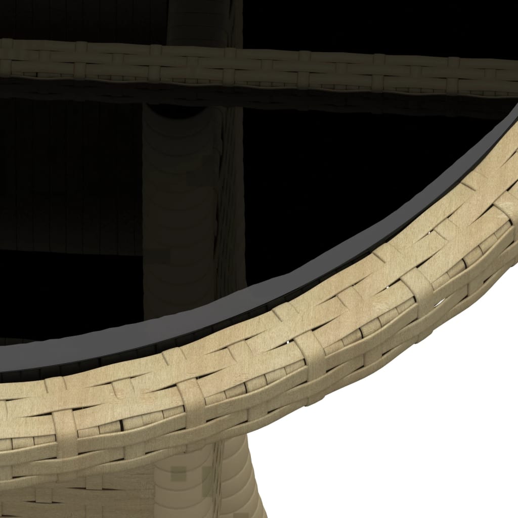 Tuintafel Ø60X75 Cm Gehard Glas En Poly Rattan Beige