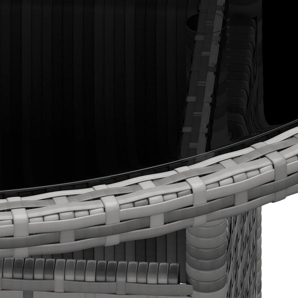 Tuintafel Ø80X75 Cm Gehard Glas En Poly Rattan Grijs