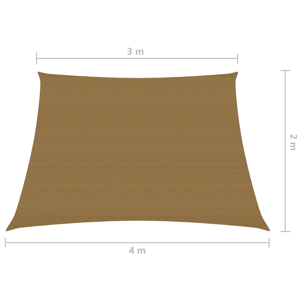Sonnensegel, 160 g/m², 3/4 x 2 m, HDPE, Taupe