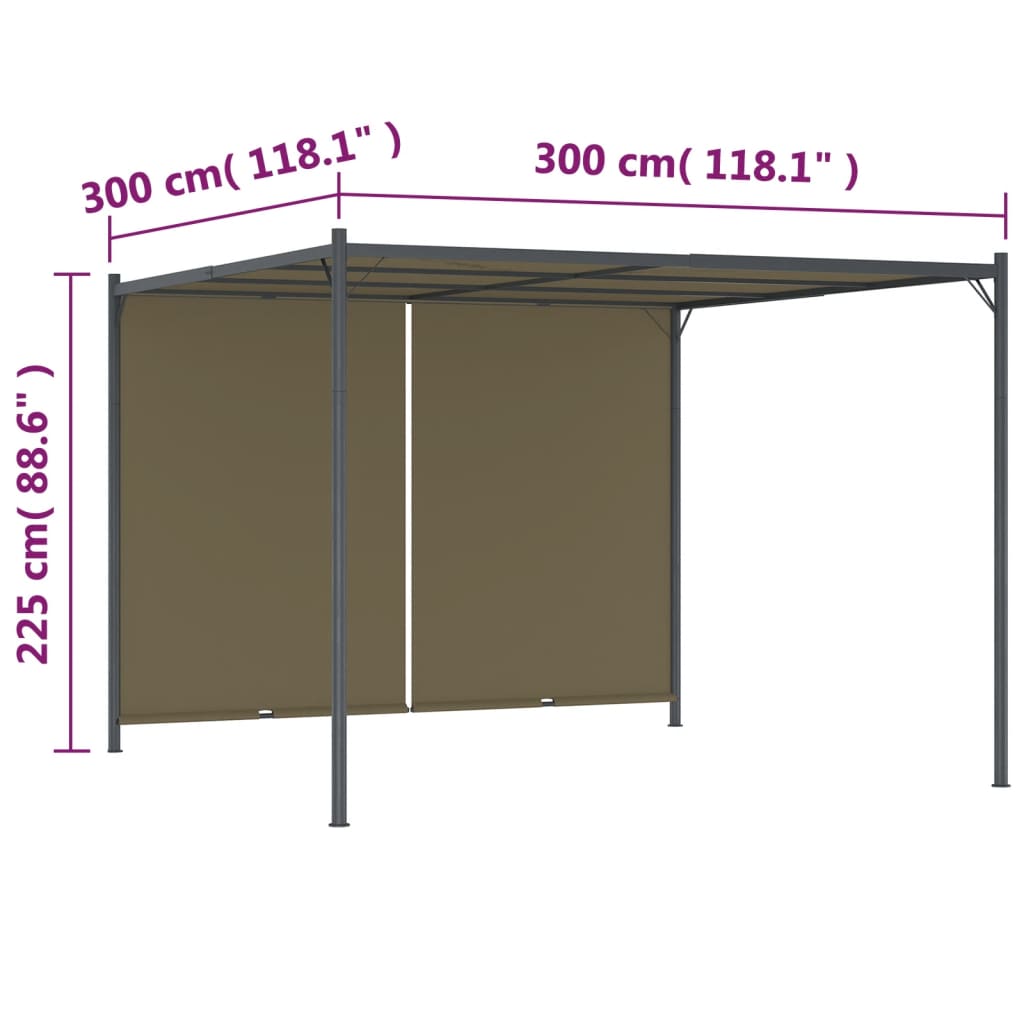 Pergola Met Uittrekbaar Dak 180 G/M² 3X3 M Taupe