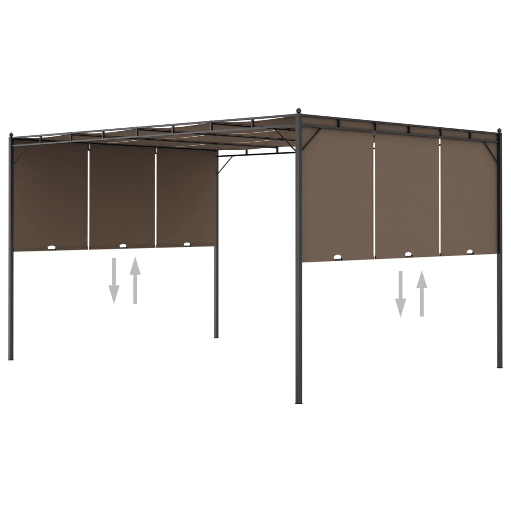 Tuinprieel Met Zijgordijn 4X3X2,25 M Taupe