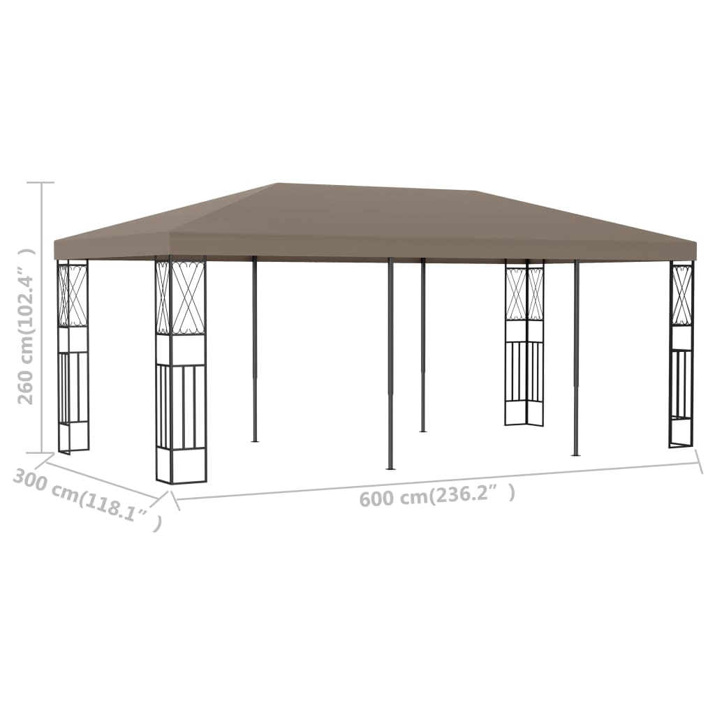 Pavillon 6X3 M Stoff Taupe