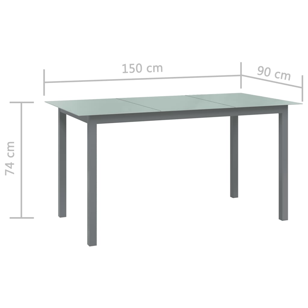 Tuintafel 150X90X74 Cm Aluminium En Glas Lichtgrijs