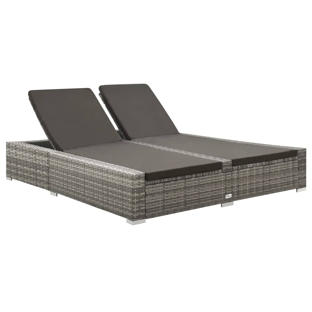 Liege Doppel Poly Rattan Grau