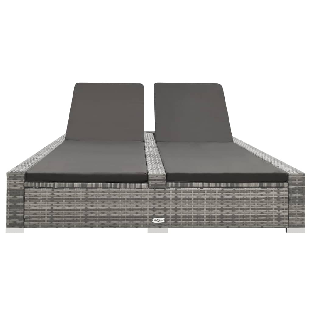 Liege Doppel Poly Rattan Grau