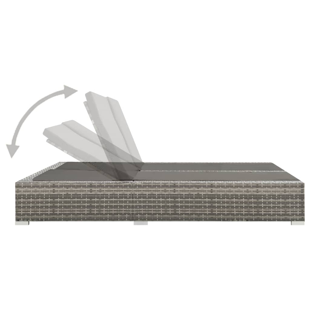 Liege Doppel Poly Rattan Grau