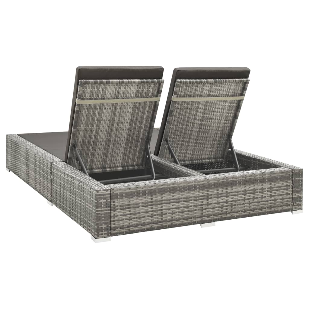 Liege Doppel Poly Rattan Grau