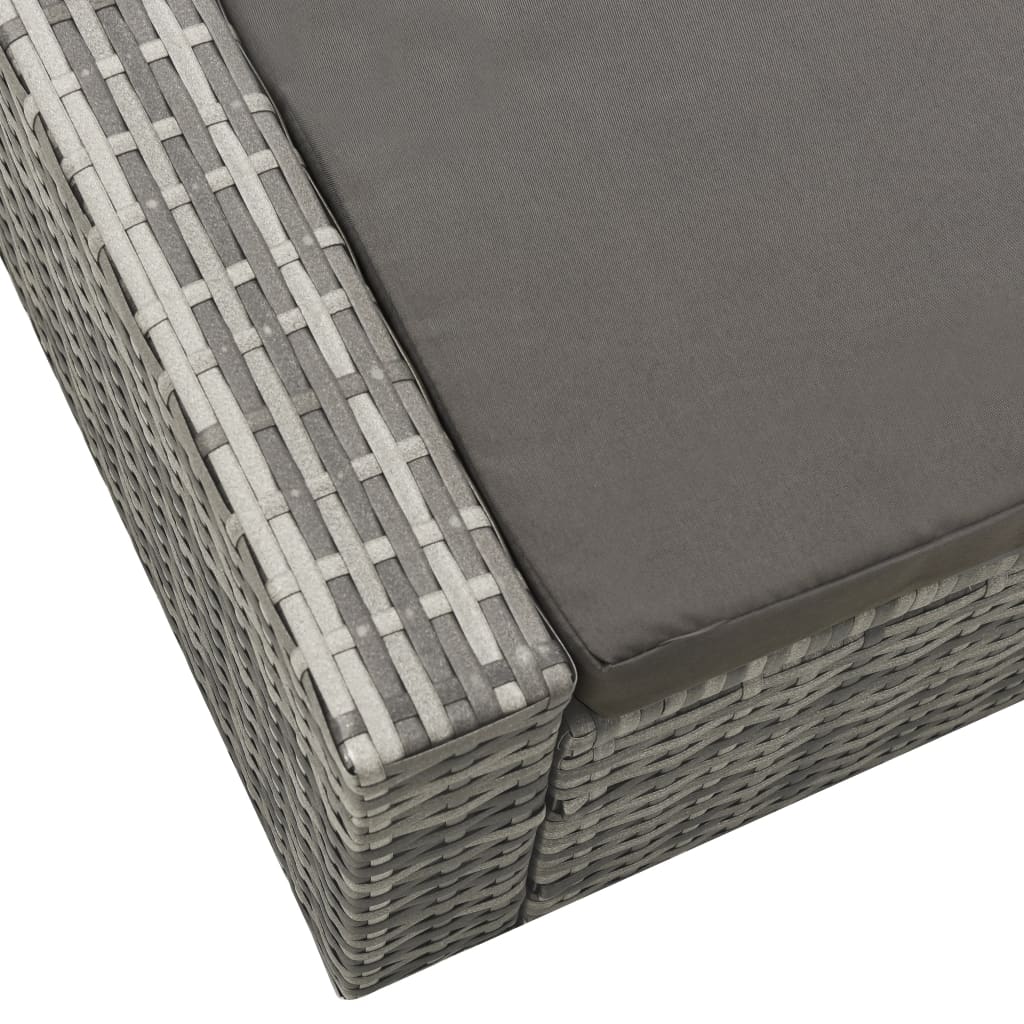 Liege Doppel Poly Rattan Grau
