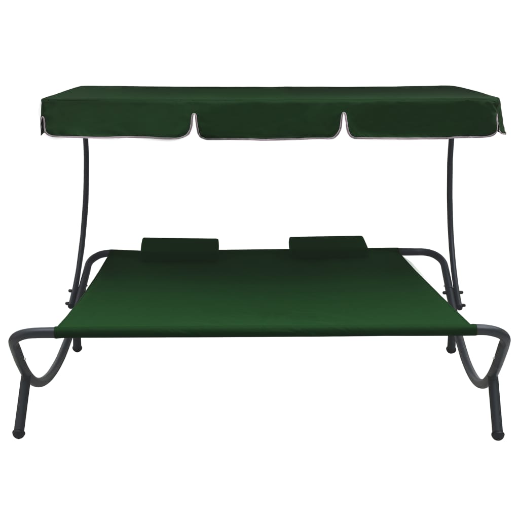 Loungebed Met Luifel En Kussens Groen