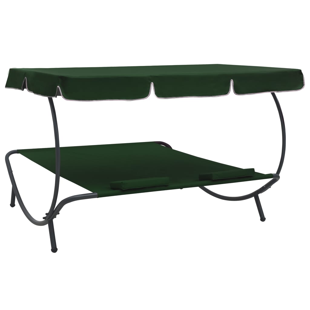 Loungebed Met Luifel En Kussens Groen