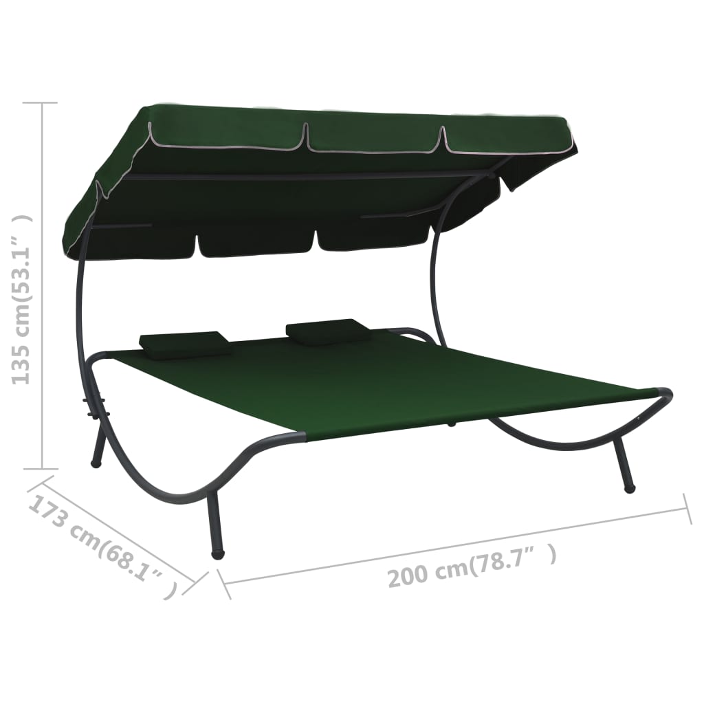 Loungebed Met Luifel En Kussens Groen