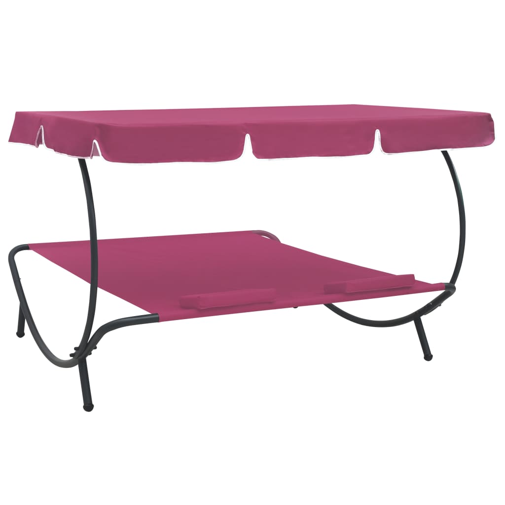 Loungebed Met Luifel En Kussens Roze