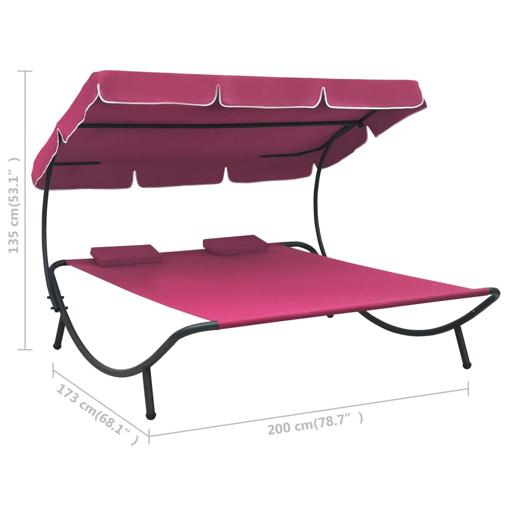 Loungebed Met Luifel En Kussens Roze