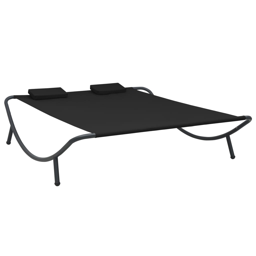 Loungebed Stof Zwart