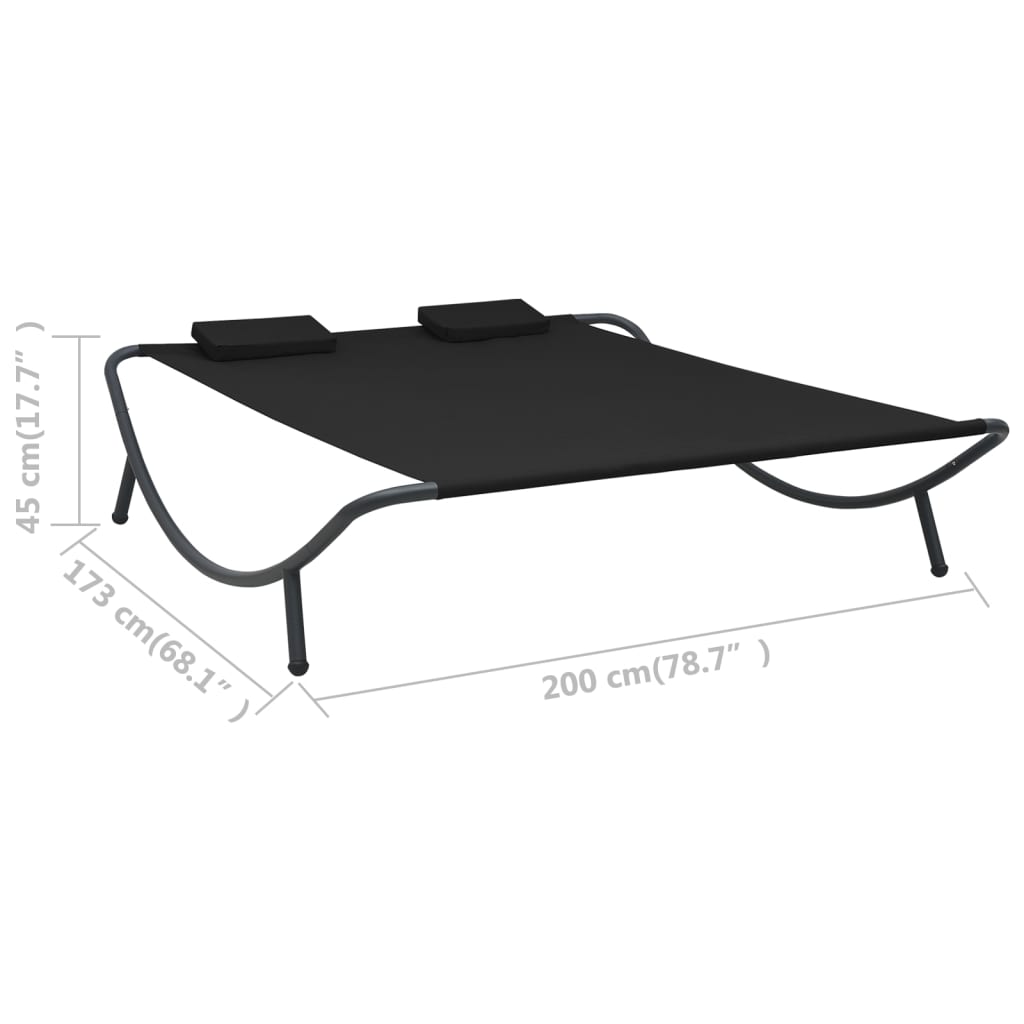 Loungebed Stof Zwart