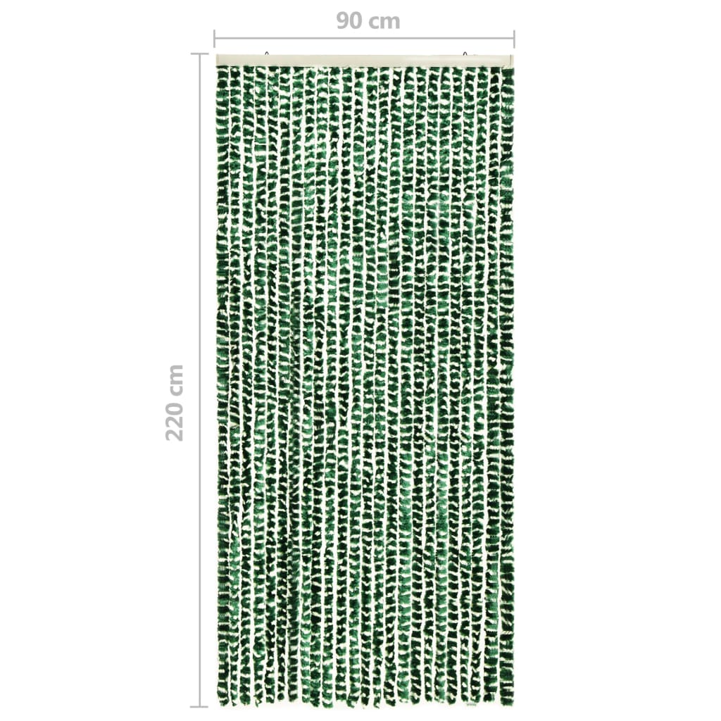 Vliegengordijn 90X220 Cm Chenille Groen En Wit